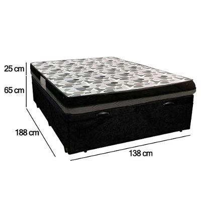 Cama Baú Casal Suede + Colchão Casal Ortobom Iso Dupla Face 60x138x188 Cor:preto