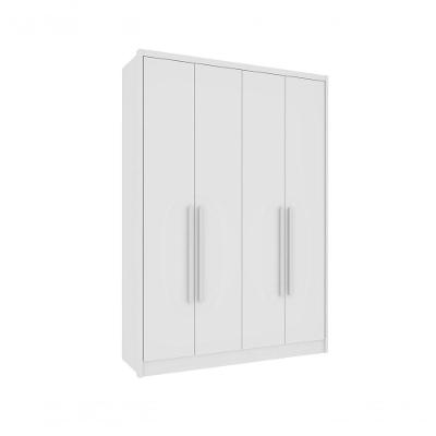 Guarda Roupa Dinamarca 4 Portas Bater 3 Gavetas Neve MDF-MDP Pintura UV