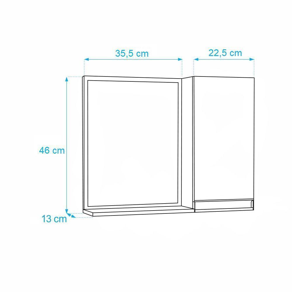 Espelho para Banheiro com Armário Amarelo Puxador Metal - 4