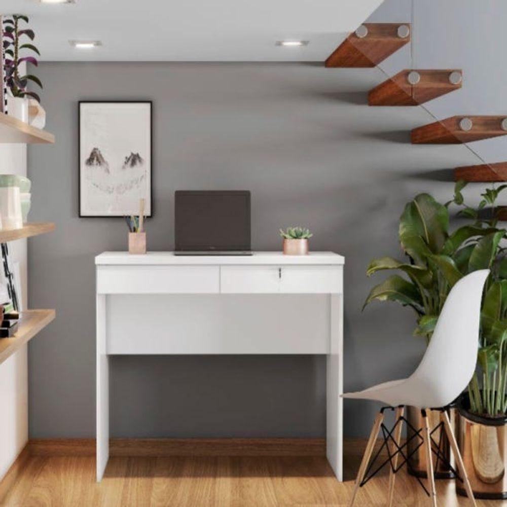 Escrivaninha 2 Gavetas Chave Felícia Branco - 4