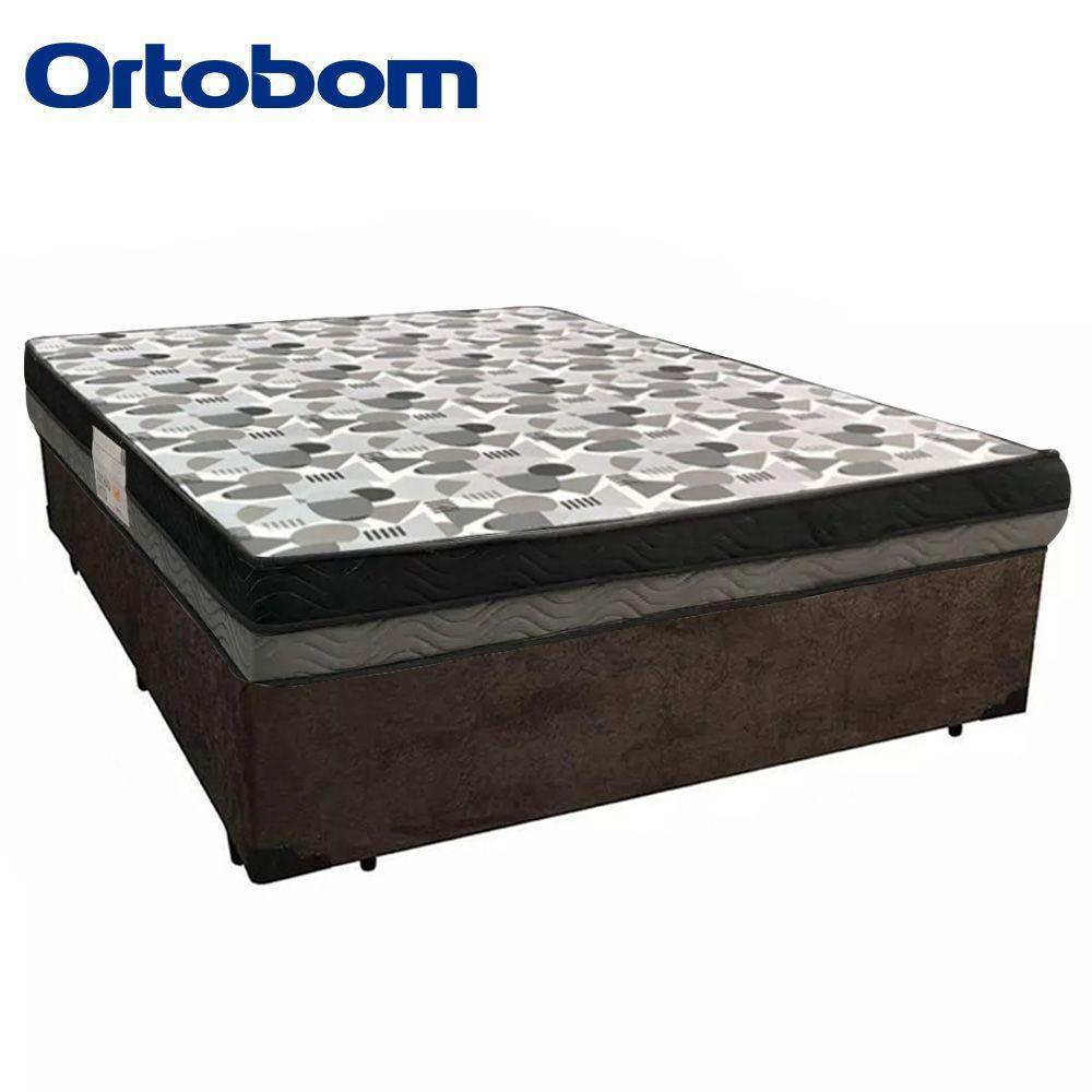 Cama Box Casal Suede + Colchão Casal Ortobom Iso Dupla Face 60x188x138 marrom - 8
