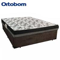 Cama Box Casal Suede + Colchão Casal Ortobom Iso Dupla Face 60x188x138 marrom - 3