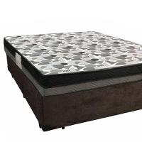 Cama Box Casal Suede + Colchão Casal Ortobom Iso Dupla Face 60x188x138 marrom