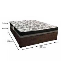 Cama Box Casal Suede + Colchão Casal Ortobom Iso Dupla Face 60x188x138 marrom - 10