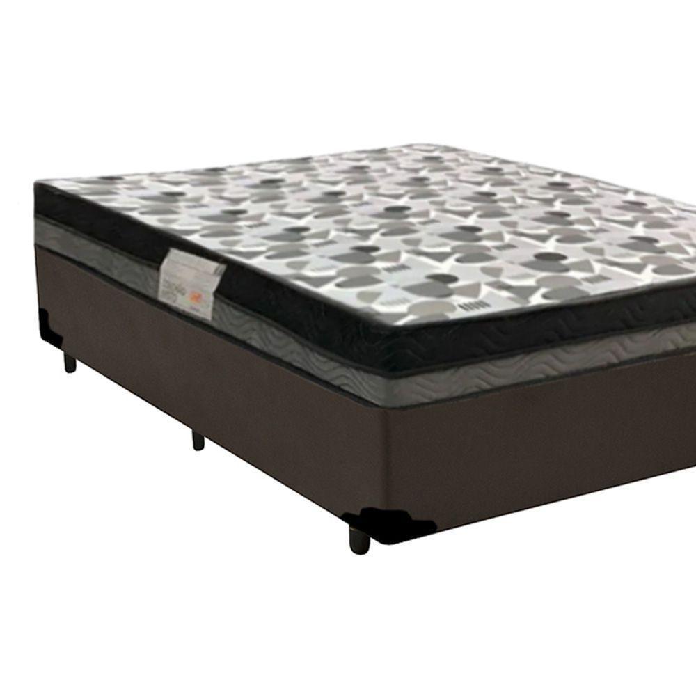 Cama Box Casal Sintético + Colchão Casal Ortobom Iso Dupla Face 60x138x188 marrom - 2
