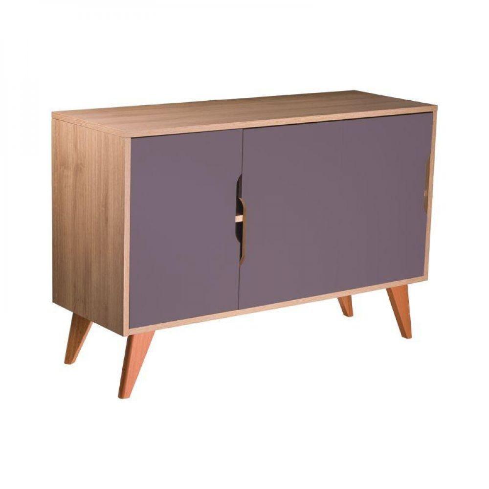 Buffet Aparador Retrô Com 3 Portas Murano Carvalho E Cinza - 5