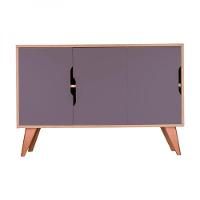 Buffet Aparador Retrô Com 3 Portas Murano Carvalho E Cinza - 1