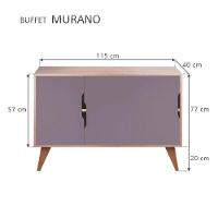 Buffet Aparador Retrô Com 3 Portas Murano Carvalho E Cinza - 2