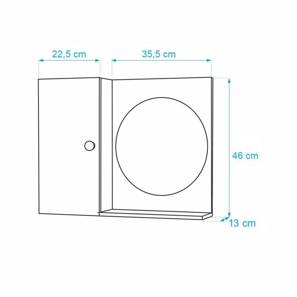 Armário para Banheiro com Espelho Redondo Madeira Escura - 2