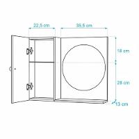 Armário para Banheiro com Espelho Redondo Madeira Escura