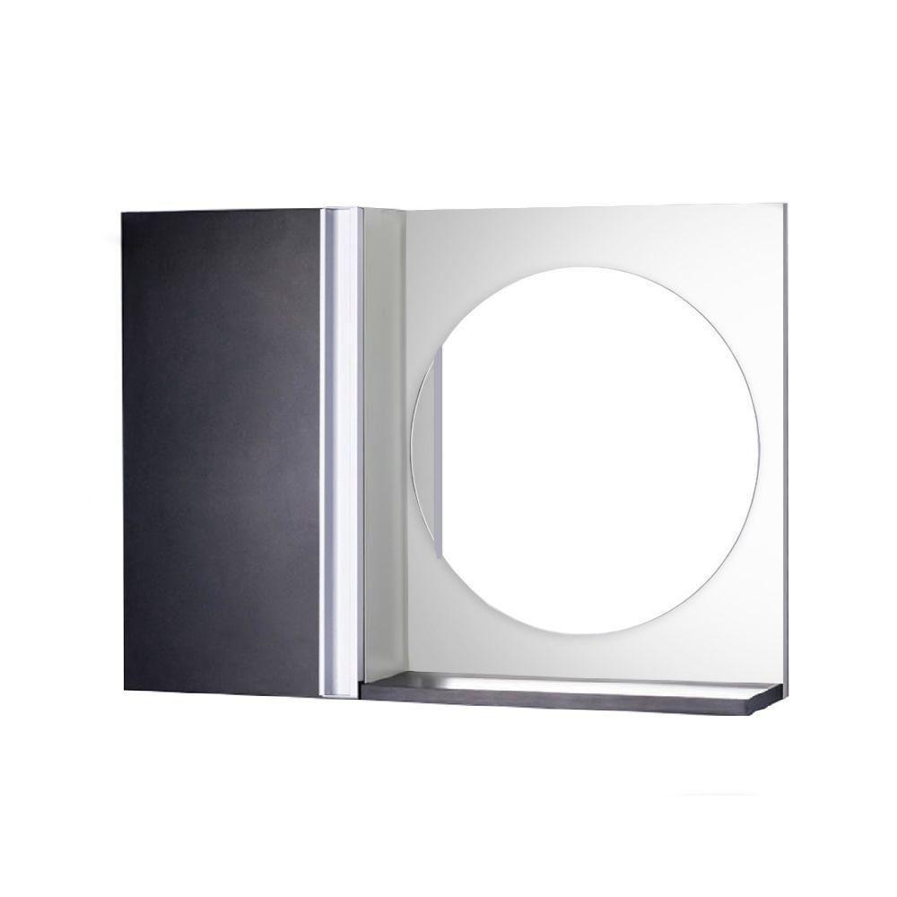 Armário Banheiro com Espelho Redondo Preto e Branco Barra - 1