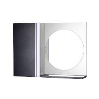 Armário Banheiro com Espelho Redondo Preto e Branco Barra - 1