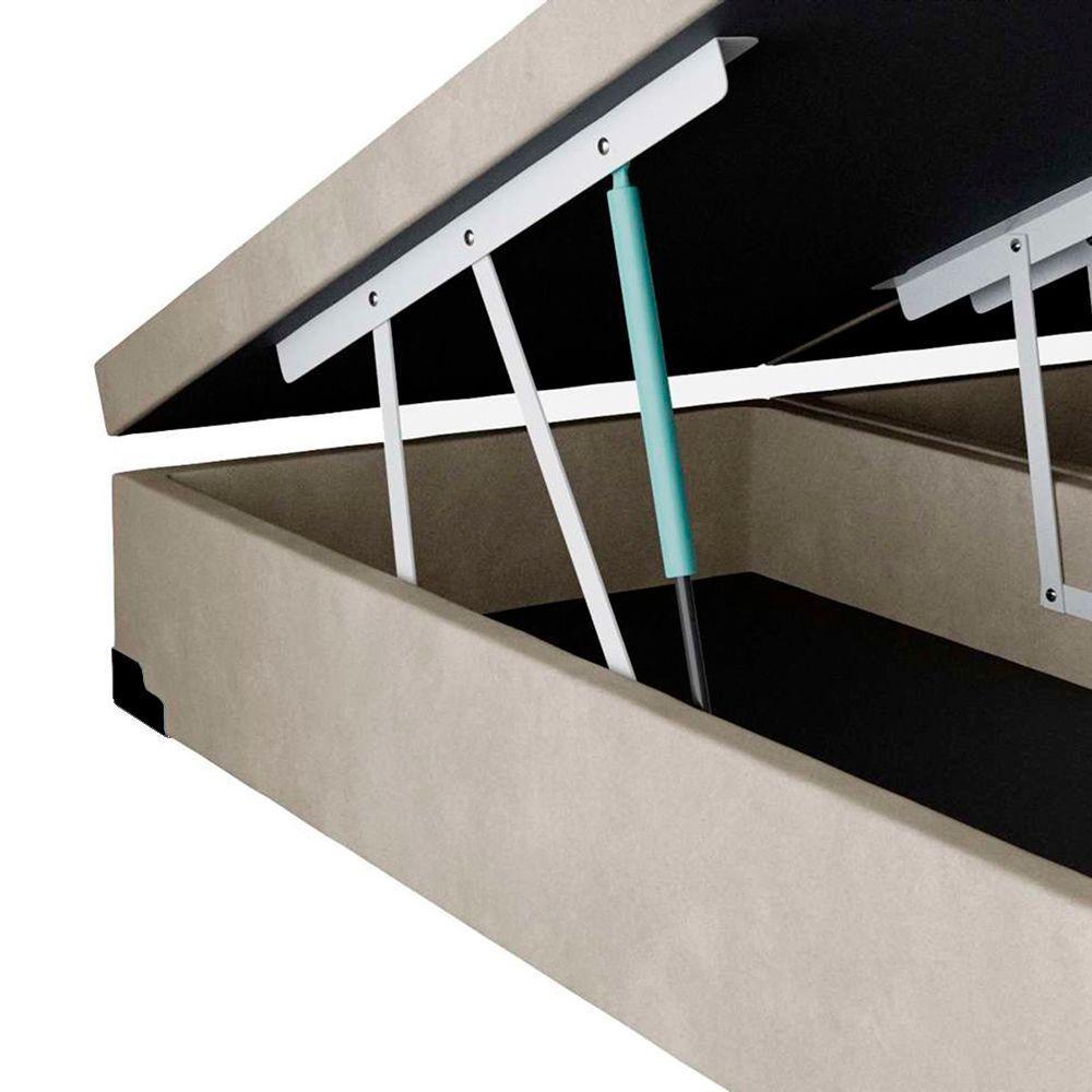 Cama Box Baú King Bipartido Homequeen Suede Bege 41x193x203 - 5