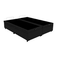 Cama Box Baú Casal Bipartido Homequeen Suede Preto 41x138x188