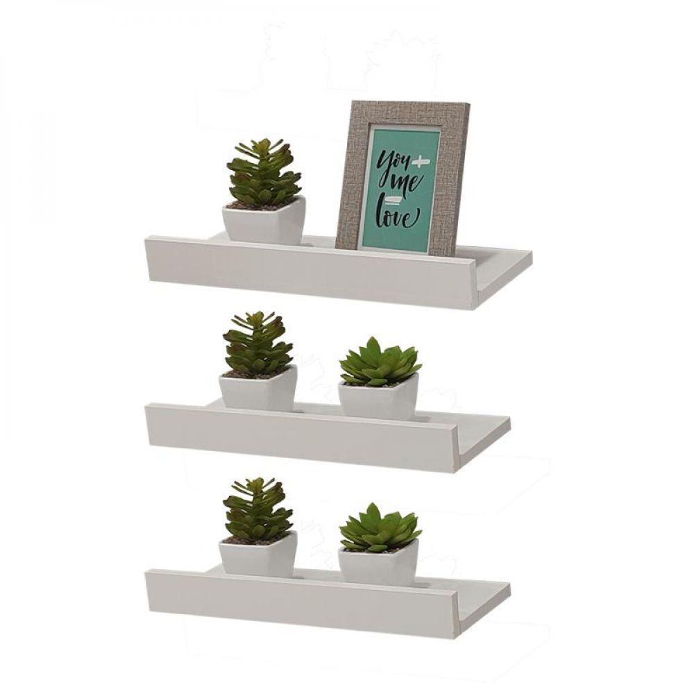 Kit 3 Prateleiras Porta Quadros 30 x 10cm Branca - 1