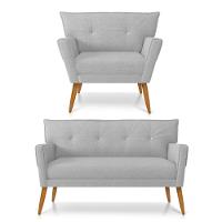 Kit Namoradeira E Poltrona Anitta Linho D'rossi A05 Cinza - 1