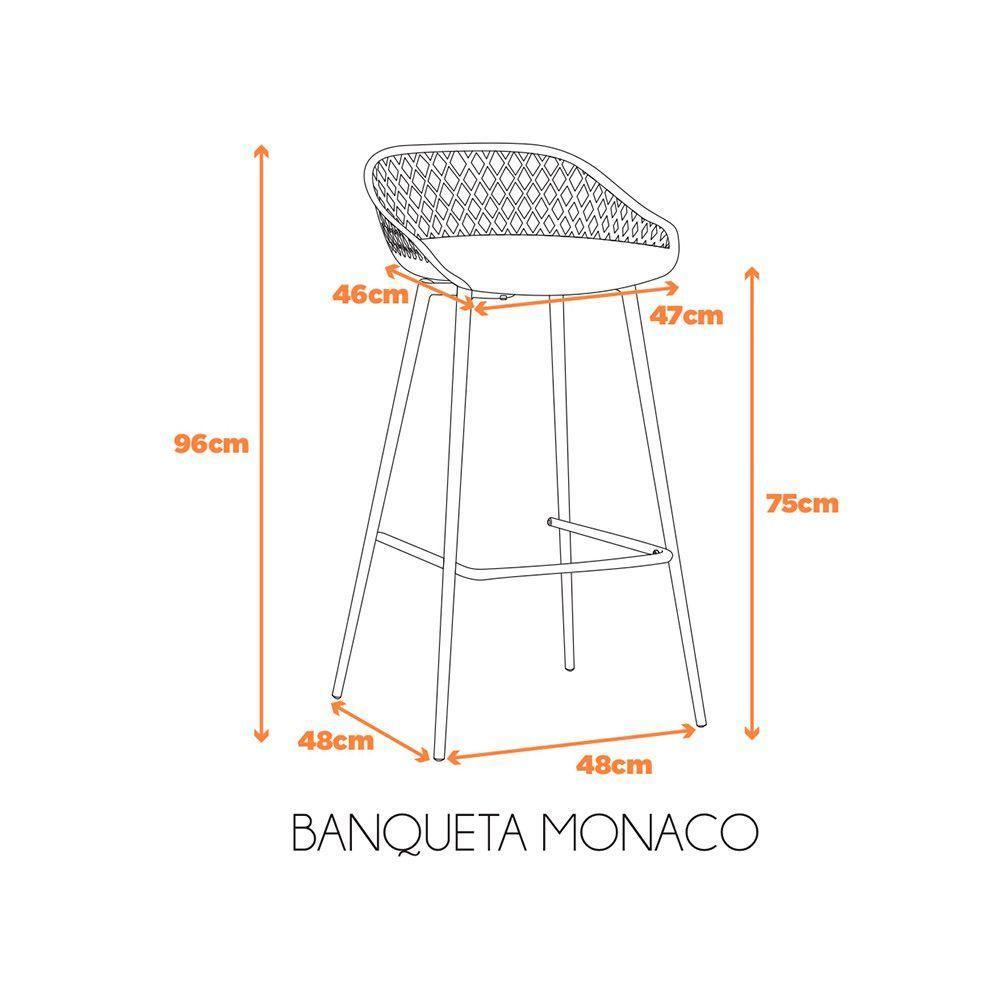 Kit Com 4 Banquetas Monaco Assento Em Polipropileno E Base Em Aço Fratini Nude - 2