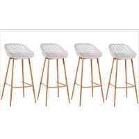 Kit Com 4 Banquetas Monaco Assento Em Polipropileno E Base Em Aço Fratini Nude - 1