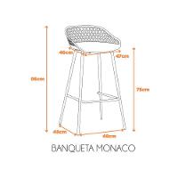 Kit Com 4 Banquetas Monaco Assento Em Polipropileno E Base Em Aço Fratini Nude - 2