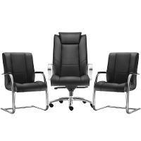 Kit Cadeira De Escritório Com 2 Cadeiras Fixas Preto - 1