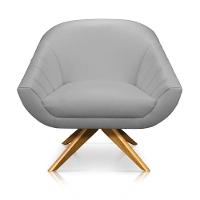 Kit 02 Poltronas Giratória Giovana Corino Base Madeira Ma30 - 1