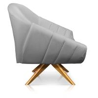 Kit 02 Poltronas Giratória Giovana Corino Base Madeira Ma30 - 5