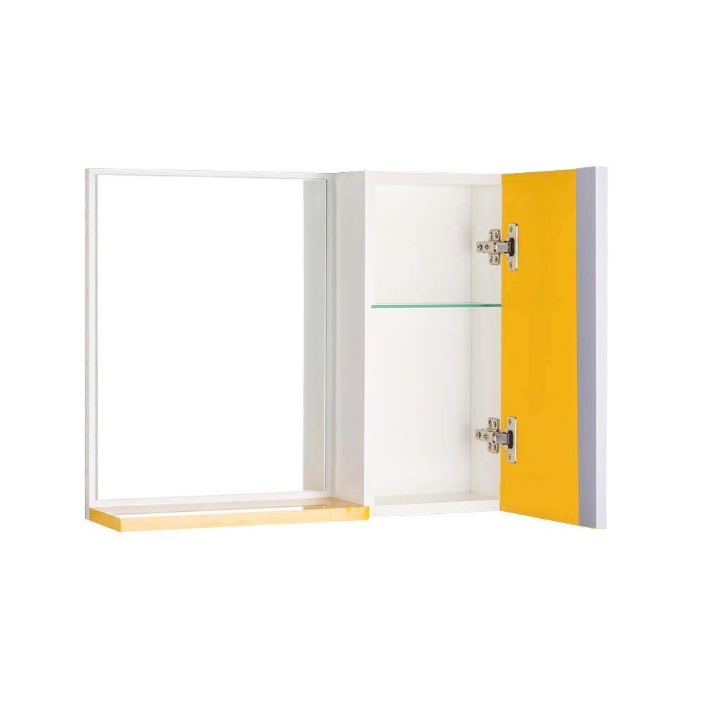 Espelho para Banheiro com Armário Amarelo Barra Vertical - 3