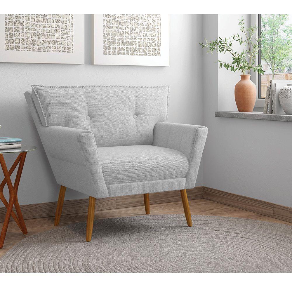 Kit 02 Poltronas Anitta Linho D'rossi A05 Cinza Claro - 7