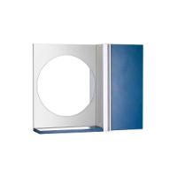 Espelho Redondo para Banheiro com Armário Azul com Barra - 1