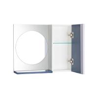 Espelho Redondo para Banheiro com Armário Azul com Barra - 2