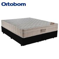 Cama Box King Bipartido Sintético + Colchão Ortobom Airtech Molas Ensacadas 65x193x203 Cor:preto