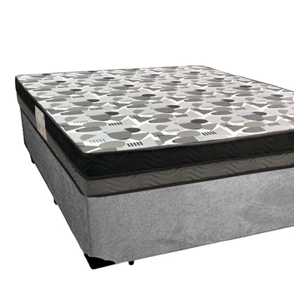Cama Box Casal Suede + Colchão Casal Ortobom Iso Dupla Face 60x188x138 cinza - 8