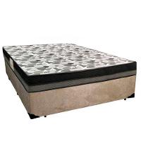 Cama Box Casal Suede + Colchão Casal Ortobom Iso Dupla Face 60x138x188 bege - 1