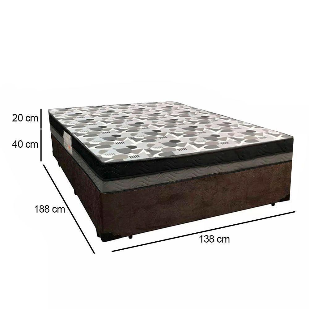 Cama Box Casal Suede + Colchão Casal Ortobom Iso Dupla Face 60x138x188 marrom - 4