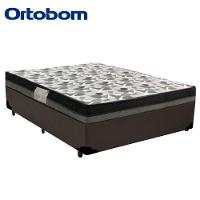 Cama Box Casal Sintético + Colchão Casal Ortobom Iso Dupla Face 60x138x188 Cor:marrom - 3
