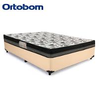 Cama Box Casal Sintético + Colchão Casal Ortobom Iso Dupla Face 60x138x188 bege - 3