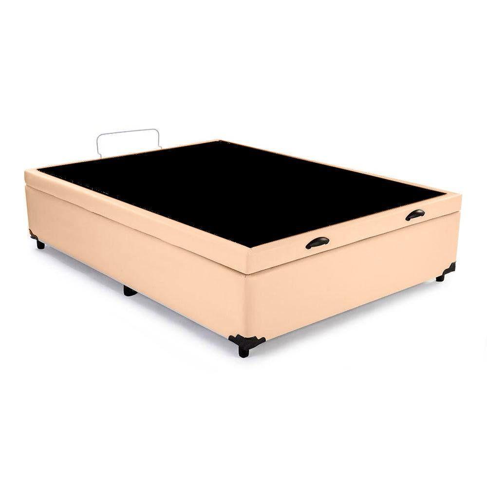 Cama Box Baú Viúva Homequeen Corino Bege 41x128x188 - 4
