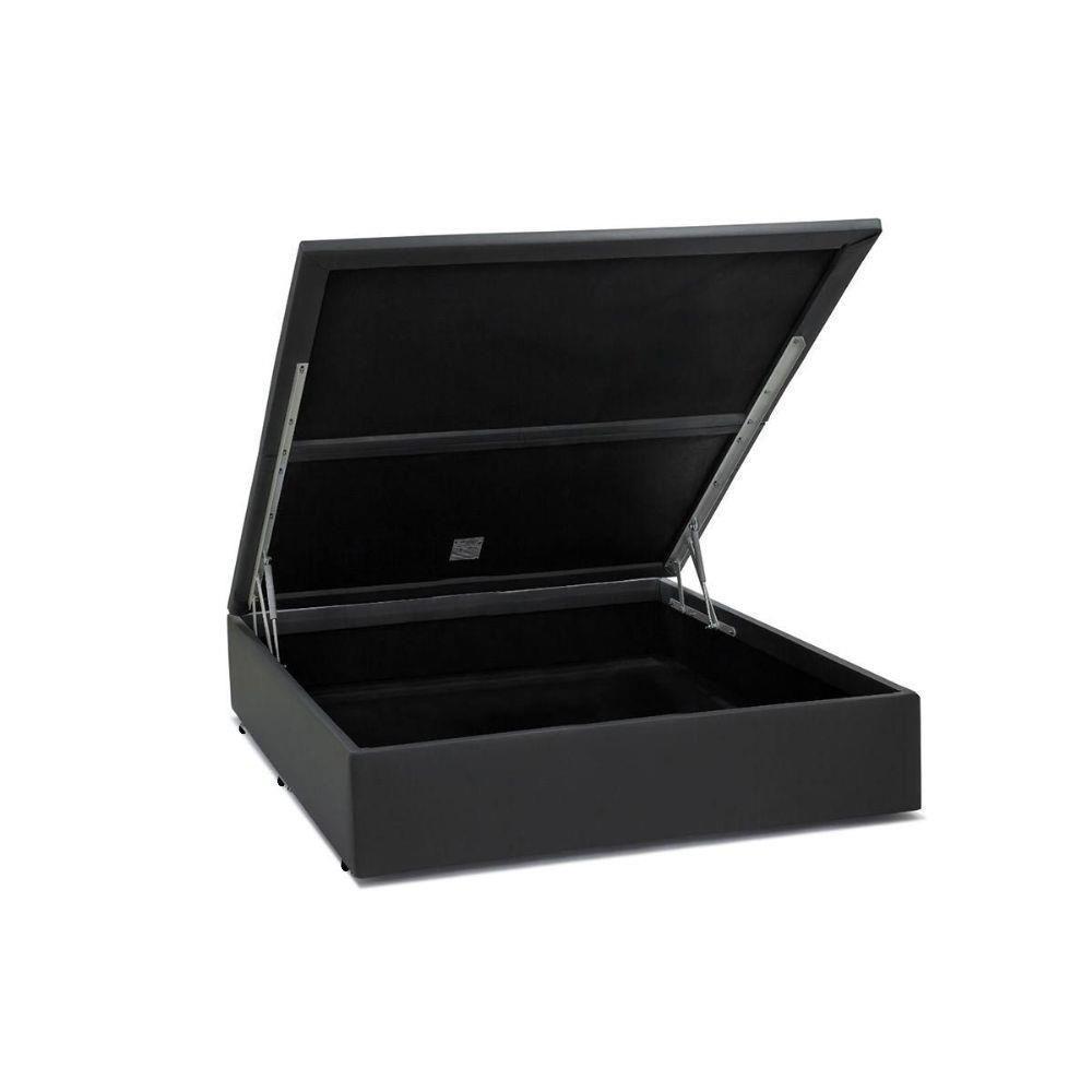 Cama Box Baú Viúva Homequeen Corino Cinza 41x128x188 - 1