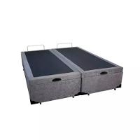 Cama Box Baú King Bipartido Homequeen Suede Cinza 41x193x203 - 7