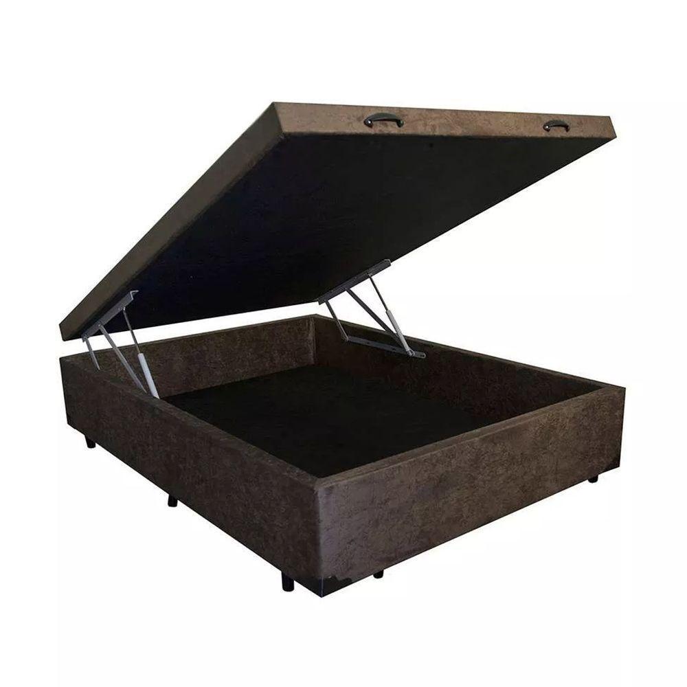 Cama Box Baú Casal Homequeen Suede Marrom 41x138x188 - 1
