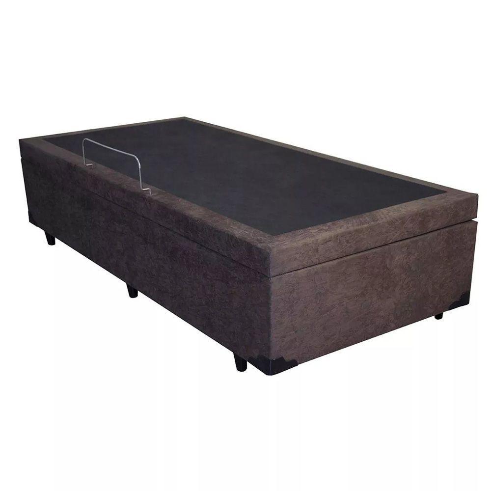 Cama Box Baú Blindado Solteirão Homequeen Suede Marrom 41x96x203 - 4
