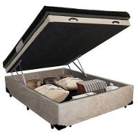 Cama Baú Casal Suede + Colchão Casal Ortobom Iso Dupla Face 60x138x188 bege - 3