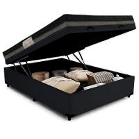 Cama Baú Casal Sintético + Colchão Casal Ortobom Iso Dupla Face 60x138x188 preto - 2