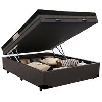 Cama Baú Casal Sintético + Colchão Casal Ortobom Iso Dupla Face 60x138x188 Cor:marrom - 2