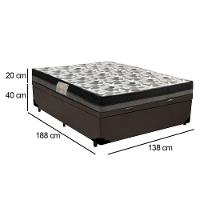 Cama Baú Casal Sintético + Colchão Casal Ortobom Iso Dupla Face 60x138x188 Cor:marrom