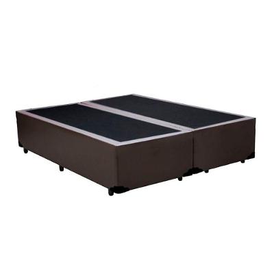 Base Box Blindado King Bipartido Homequeen Sintético Marrom 40x193x203