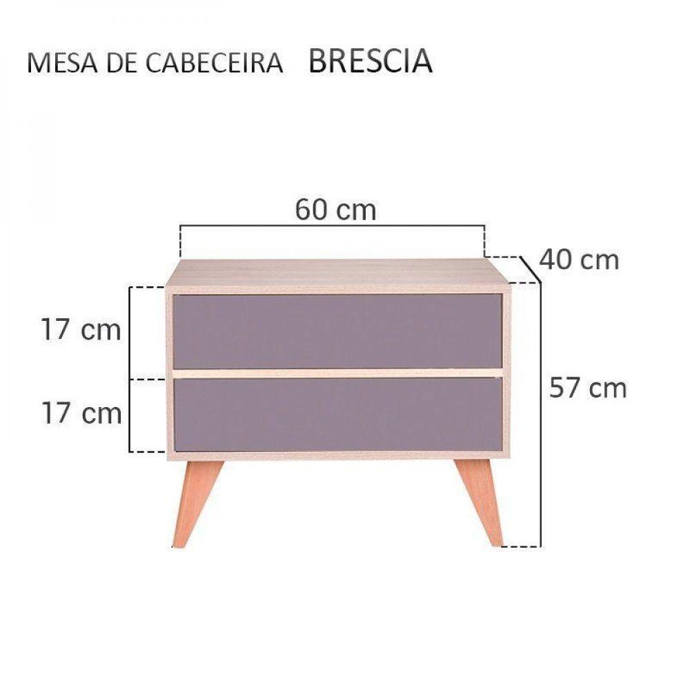 Mesa De Cabeceira Retrô Bréscia Carvalho E Cinza - 2