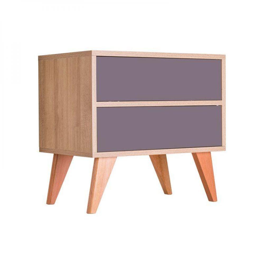 Mesa De Cabeceira Retrô Bréscia Carvalho E Cinza - 3