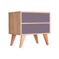 Mesa De Cabeceira Retrô Bréscia Carvalho E Cinza - 3