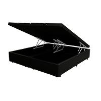 Cama Box Baú Casal Bipartido Homequeen Corino Preto 41x138x188 - 1